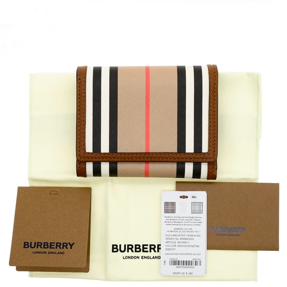 Burberry Lancaster Trifold Wallet Icon Stripe New - Picture 4 of 7
